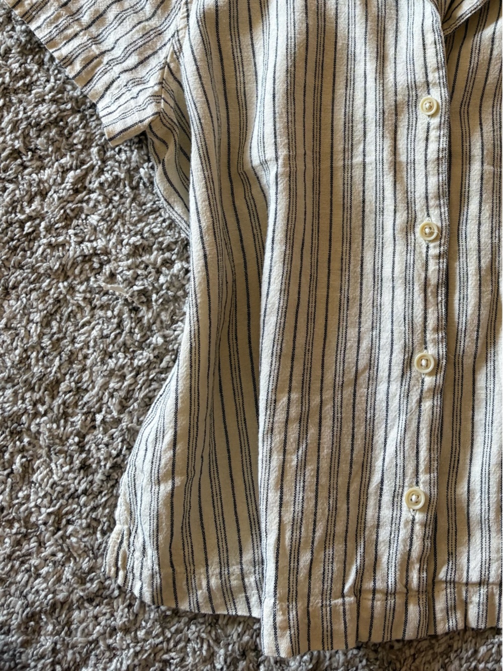 Lucky Brand Striped Short-Sleeve Button-Up Top - Cream & Black - Picture 4 of 6